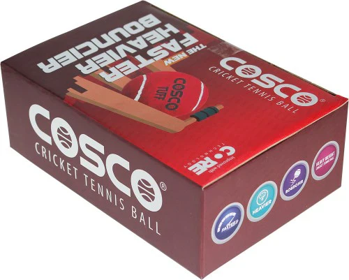 Cosco Tuff Cricket Heavy Tennis Ball Red - Image 5