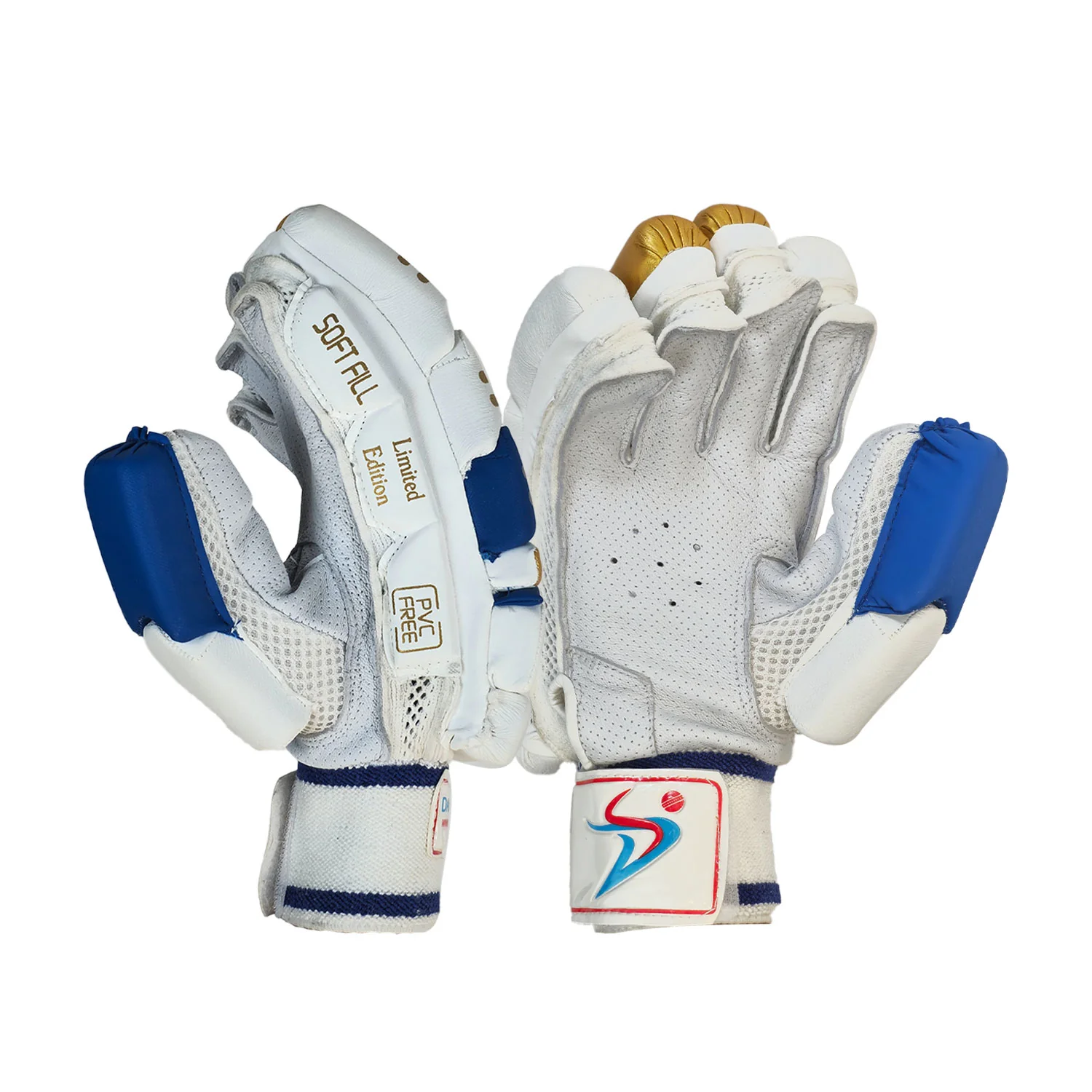 DS 1.0 Blu/Gold Cricket Batting Gloves - Image 4