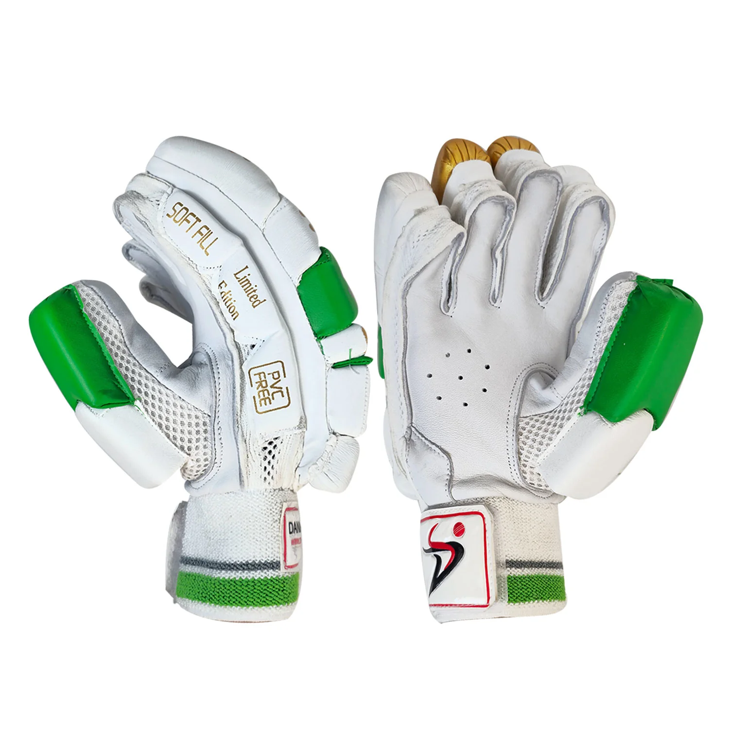 DS 1.0 Green/Gold Cricket Batting Gloves - Image 3