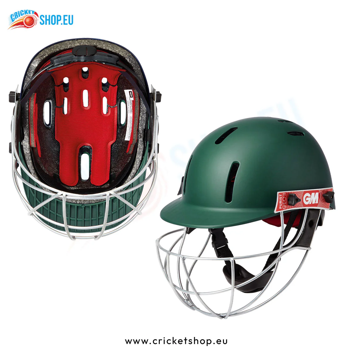 GM Purist Geo II Cricket Helmet Green - Image 4