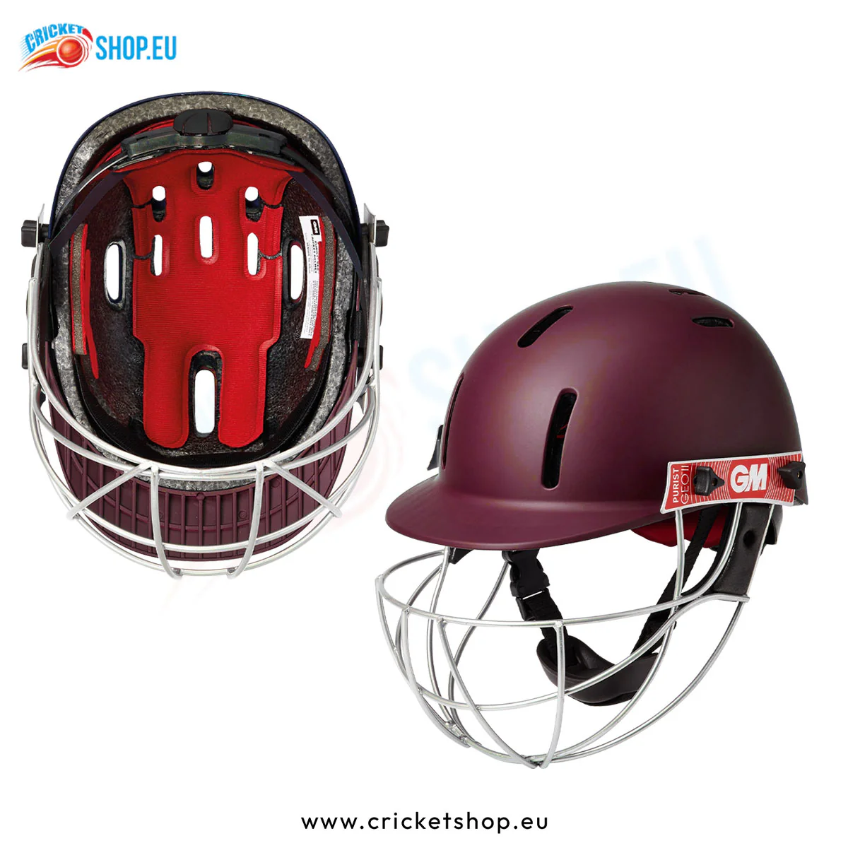 GM Purist Geo II Cricket Helmet Maroon - Image 4