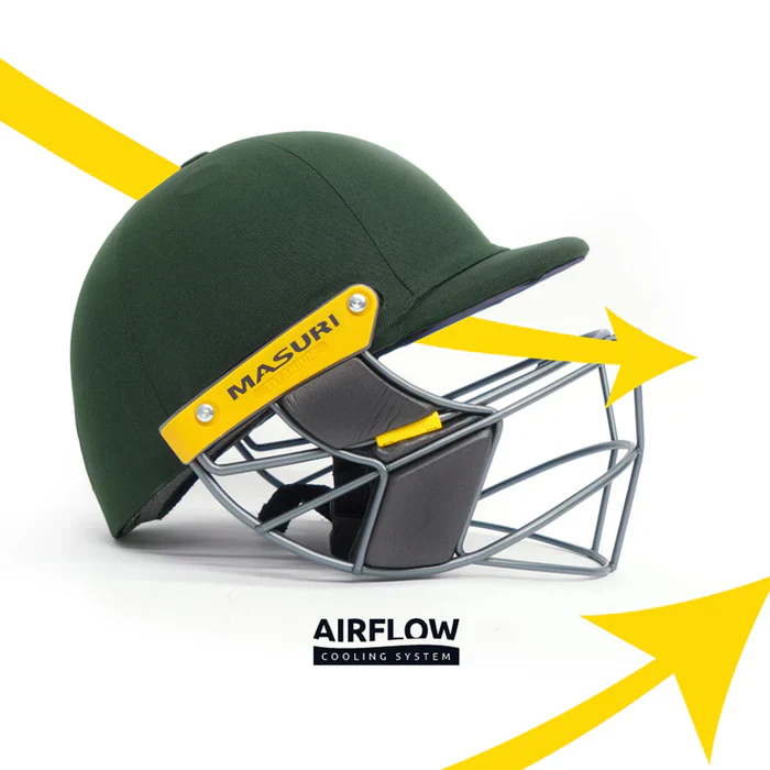 Masuri E Line Steel Cricket Helmet Green - Image 6