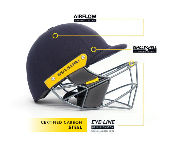 Masuri E Line Steel Cricket Helmet Navy - Image 2